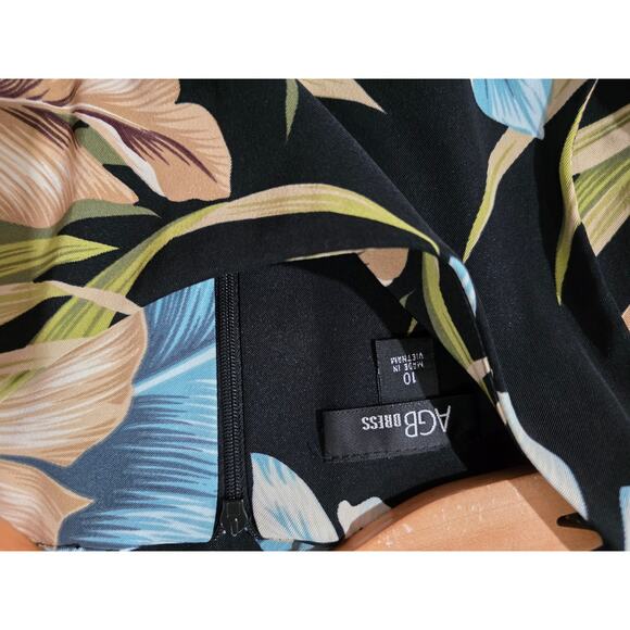 AGB Women’s Tropical Leaf Print Sleeveless Sheath Dress – Size 10, Zip Back - Picture 7 of 9